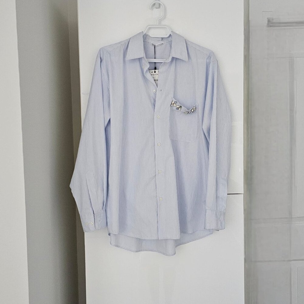 ZARA JEWEL TRIM STRIPED SHIRT-NWT!! 🆕🆕🆕 - Picture 3 of 7